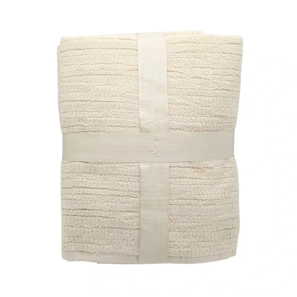Pure Living 6pc Ecru Raised Cotton Bath Towel Set 2 Bath 2 Hand 2‎ Washcloths